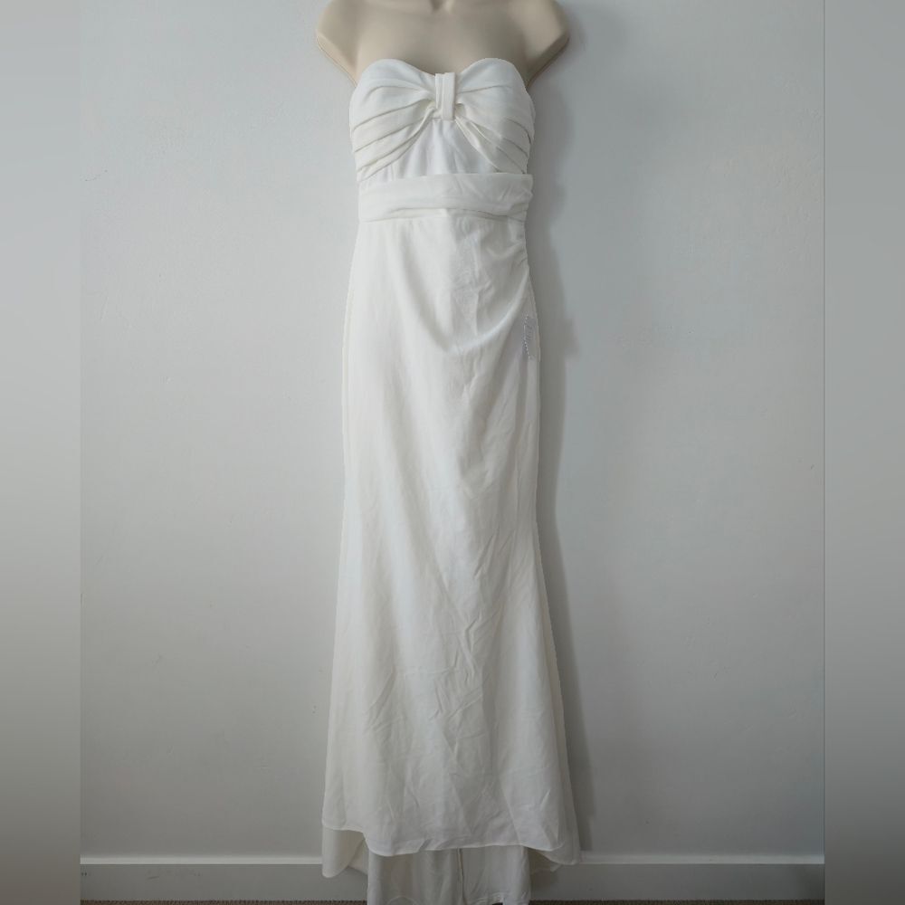 Lulu's To Be Yours Ivory Strapless Pleated Mermaid Maxi Dress NWT